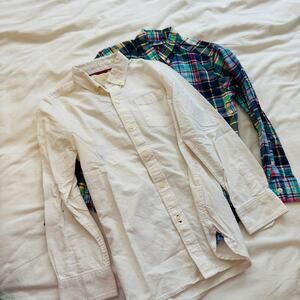 Bundle:Boden White Button-Down + Ralph Lauren Plaid Natural Stretch Boys‎ Size 8